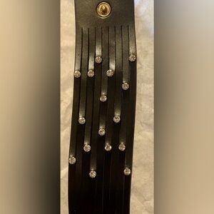 Faux Black and Rhinestone Leather Cuff Bracelet ✯Gently  Used✯